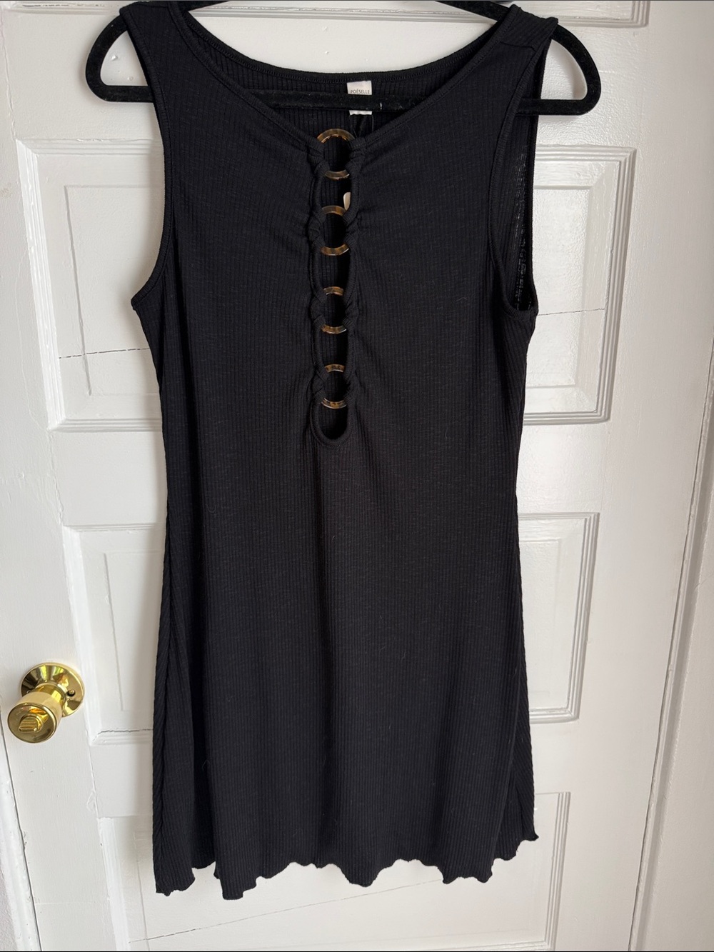 Amazon Black Sleeveless Swim Coverup with Front Ring Detail